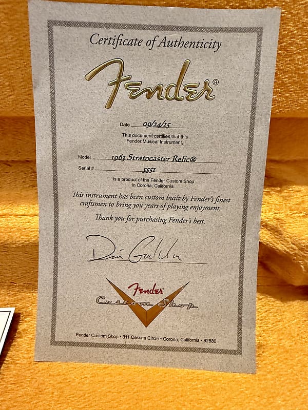 1963 Fender Stratocaster Custom Shop Masterbuilt Dennis Galuszka 2015